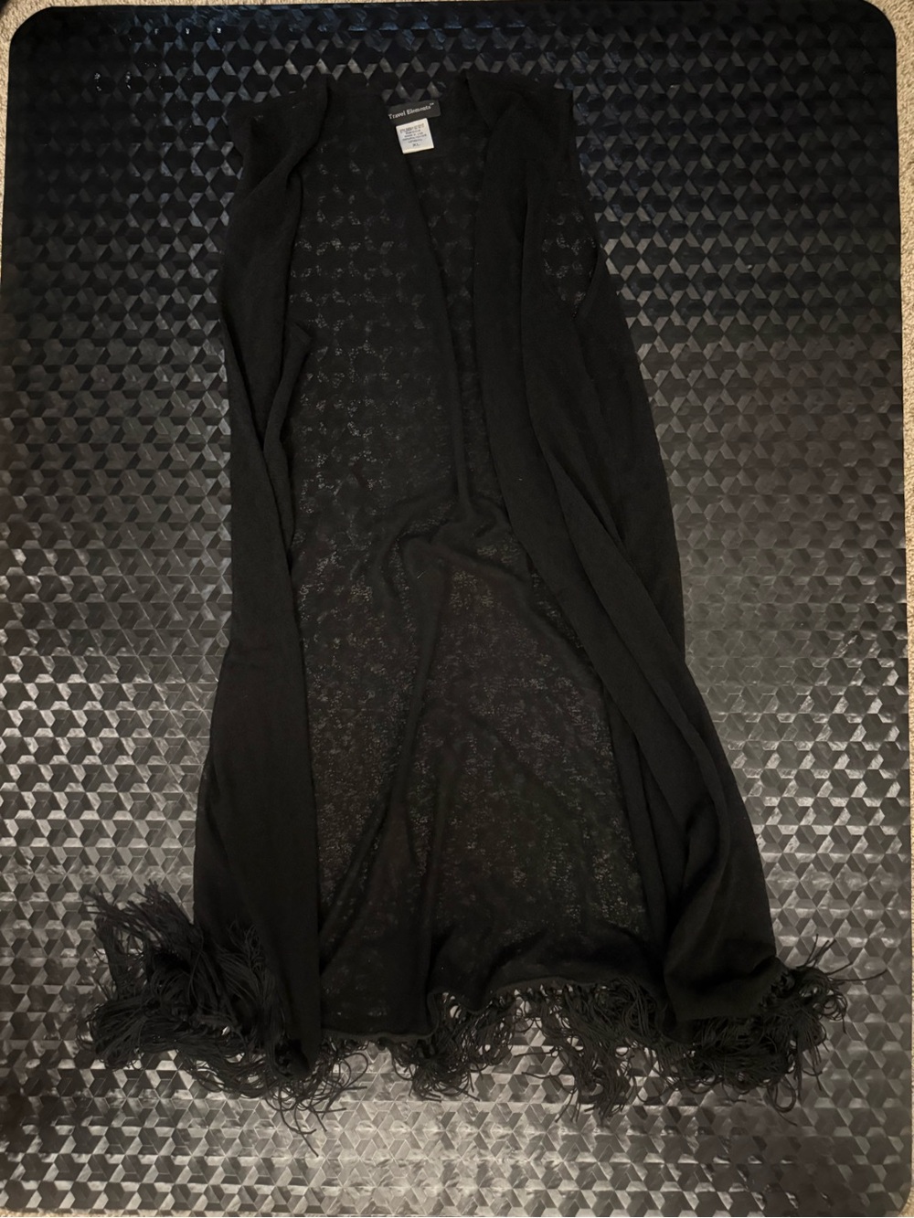 {TRAVEL ELEMENTS} Black Fringe Open Front Cardigan / Cover Up